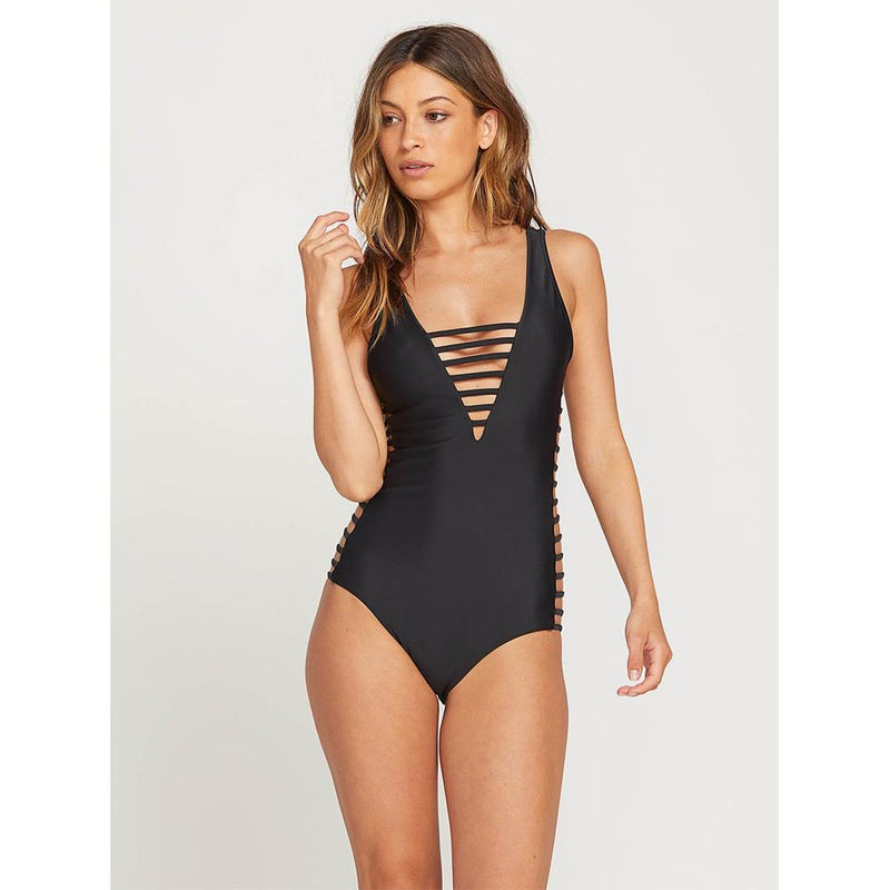 VOLCOM GMJ X VOLCOM 1PC FRONT VIEW ONE PIECE BATHING SUITS BLACK