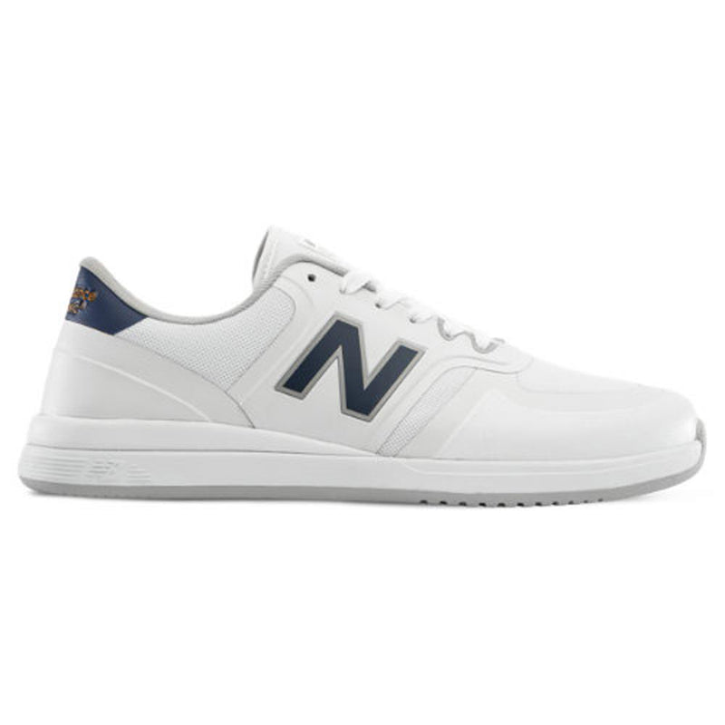 new balance numeric shoes 420 side view mens skate shoew white/blue