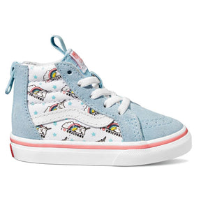 Vans Vans Sk8 HI Zip Toddler Girls Shoes BLUE-WHITE 4T Youth Girls Skate Shoes 5T-13T & 1-7 US Size