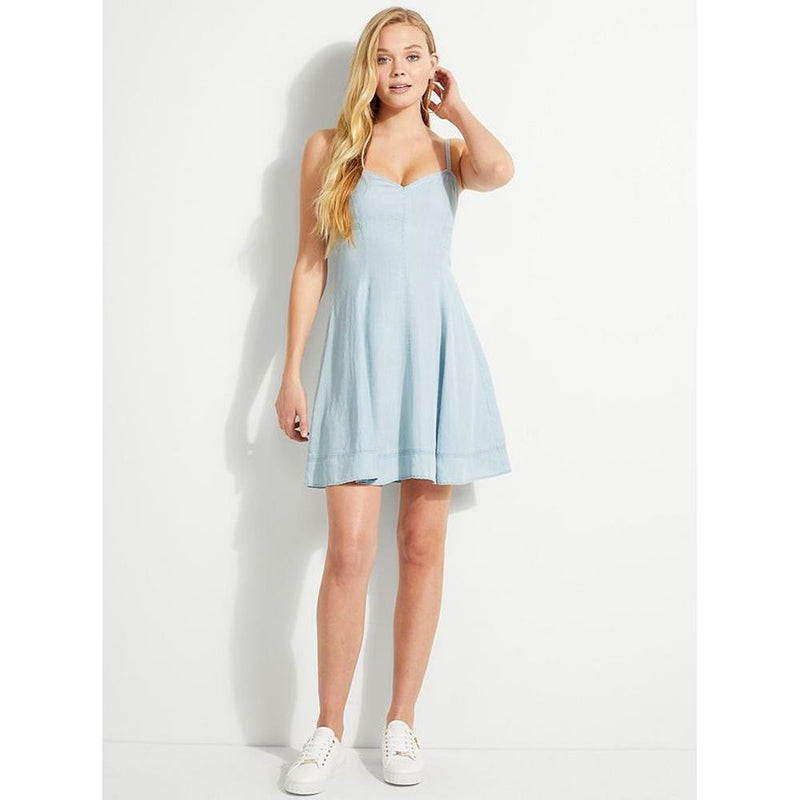 Guess, Tencell Sundress, Womens Dresses, SUBC Super bleached, blue, W91K1AS22S3, Front View