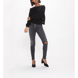 Silver, Robson High Rise Jeggings, Black, Womens Jeans, Button Fly, L64006SBK545, Front View