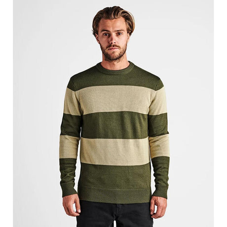 Roark. RSW121.MIL, Scholar Sweater, Military, Green, Strips, Mens Sweaters, Fall 2019, Front View