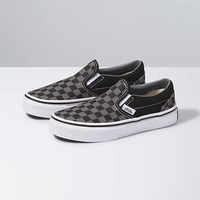 Vans Vans Classic Slip Ons BLACK-GREY 1 Youth Boys Skate Shoes 5T to 13T and 1 to 7 US Size