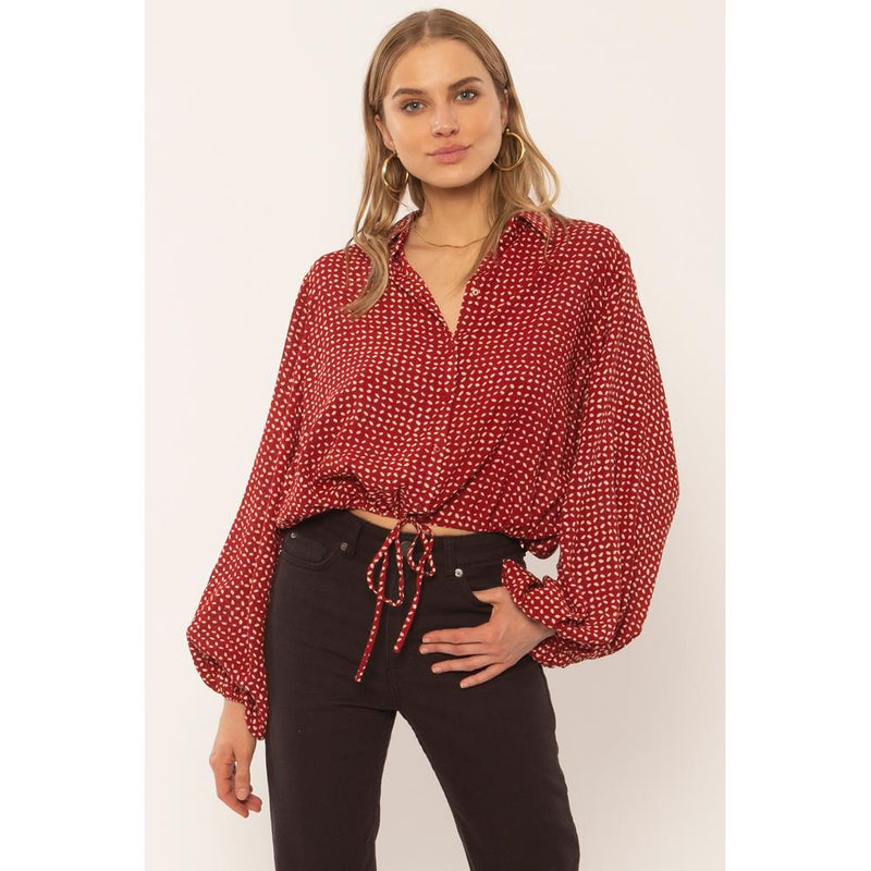 a507ncam-fig Amuse Society Camille Woven Top fig front