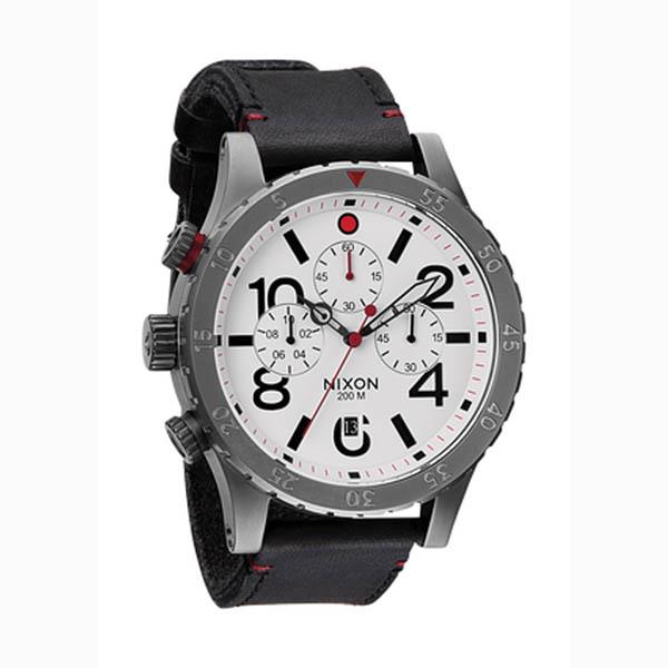 Nixon 48 20 Chrono Mens Leather Strap Watches