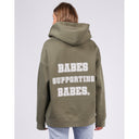Brunette Brunette "Babes Supporting Babes" Big Sister Hoodie Olive XS/S Womens Pull Over Hoodies