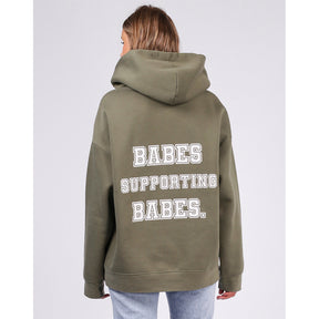 Brunette Brunette "Babes Supporting Babes" Big Sister Hoodie Olive XS/S Womens Pull Over Hoodies