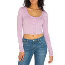 Guess Guess LS Amori Button Up Top Fresh Lilac S Womens Long Sleeve Shirts