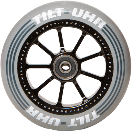 The UHR Wheels are part of Tilt’s Stage III collection which brings scooter wheel performance to the next level. The Ultra High Rebound formula is focused on rebound. Higher rebound gives you more speed and the smoothness while riding. The pregreased bearings and precisions spacers make assembly as easy as a feeble grind. Whether you're in the park or in the streets, the UHR wheels will maintain speed through whichever line you choose.  TILT - UHR WHEELS Colour: Slate position: verical  05-16-650