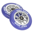 The UHR Wheels are part of Tilt’s Stage III collection which brings scooter wheel performance to the next level. The Ultra High Rebound formula is focused on rebound. Higher rebound gives you more speed and the smoothness while riding. The pregreased bearings and precisions spacers make assembly as easy as a feeble grind. Whether you're in the park or in the streets, the UHR wheels will maintain speed through whichever line you choose.  TILT - UHR WHEELS Colour: Violet pair  05-16-810