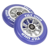 The UHR Wheels are part of Tilt’s Stage III collection which brings scooter wheel performance to the next level. The Ultra High Rebound formula is focused on rebound. Higher rebound gives you more speed and the smoothness while riding. The pregreased bearings and precisions spacers make assembly as easy as a feeble grind. Whether you're in the park or in the streets, the UHR wheels will maintain speed through whichever line you choose.  TILT - UHR WHEELS Colour: Violet pair  05-16-810