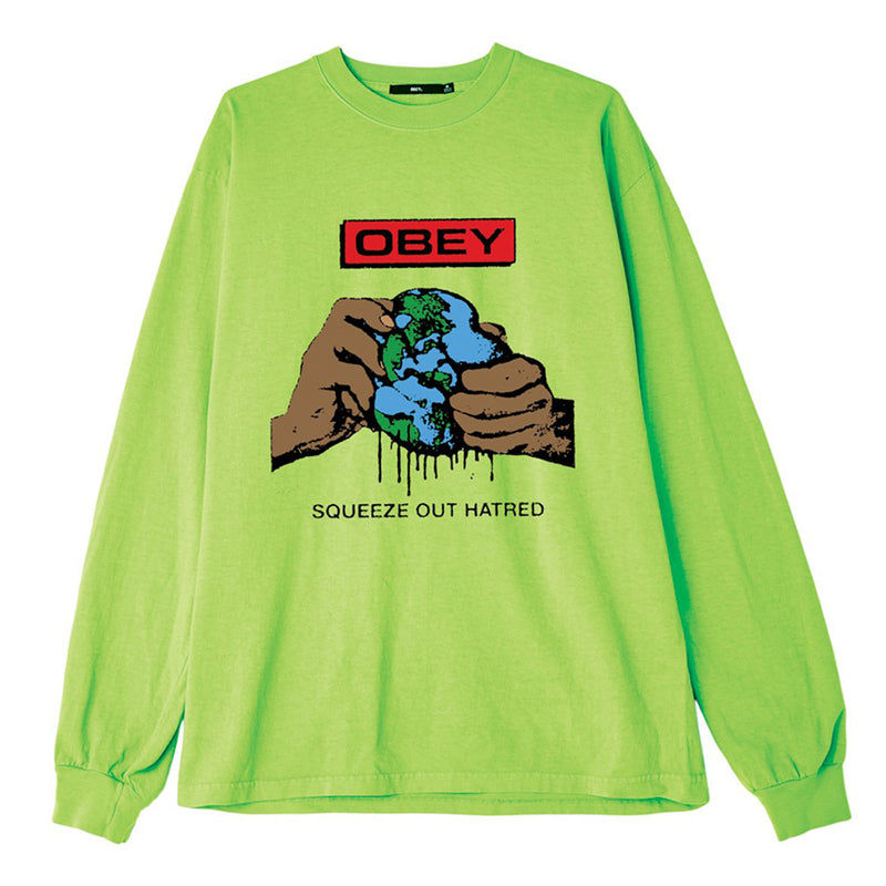 Obey Mens Squeeze Out Hatred Heavyweight Long Sleeve Box Tee